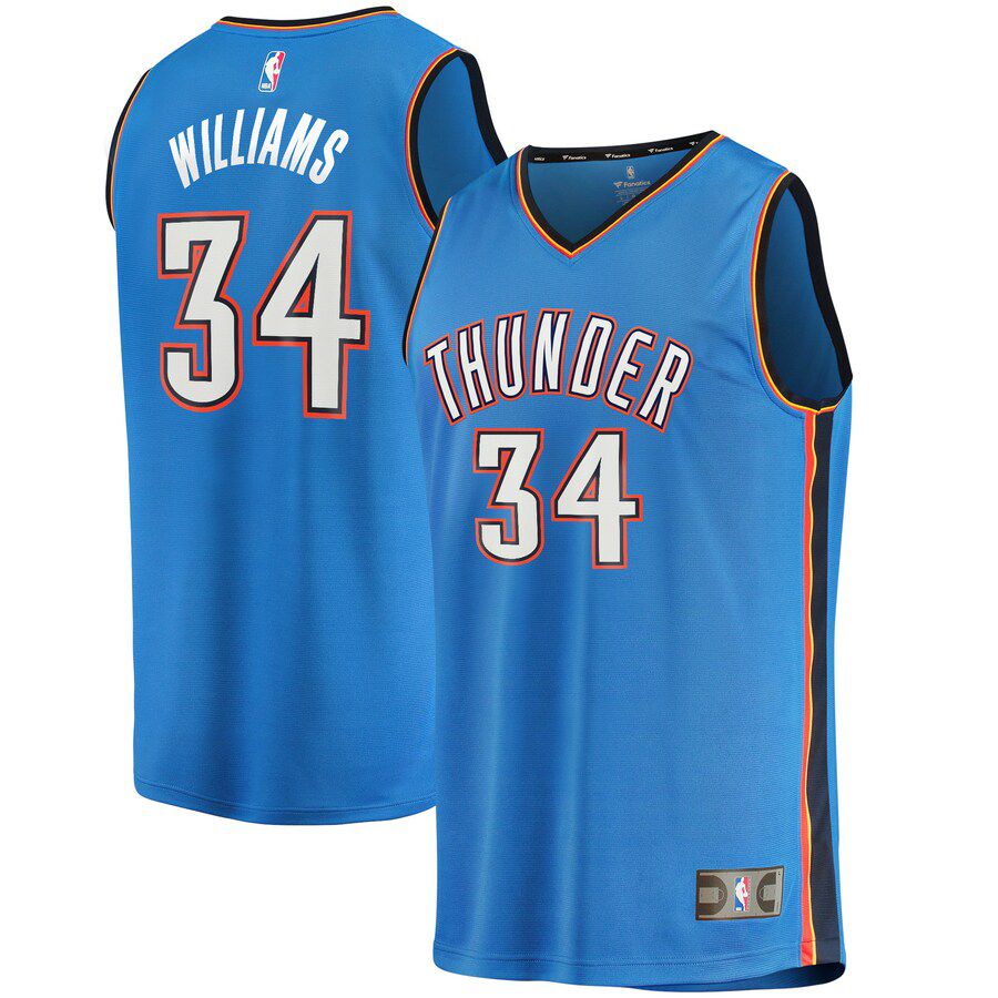 Men Oklahoma City Thunder #34 Kenrich Williams Fanatics Branded Blue 2021-22 Fast Break Replica NBA Jersey
